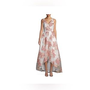 Carmen Marc valvo white with pink flowers gown